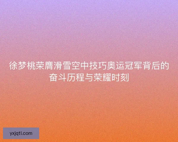 徐梦桃荣膺滑雪空中技巧奥运冠军背后的奋斗历程与荣耀时刻